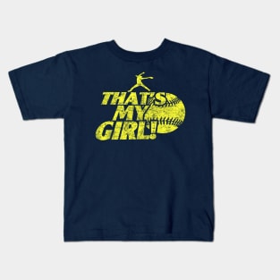 That's My Girl Fastpitch Softball Pitcher Softball Mom Kids T-Shirt